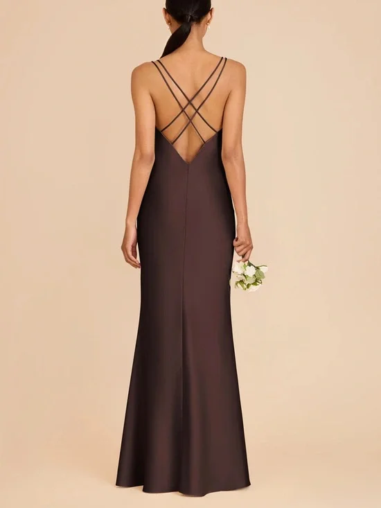 BIRDY GREY matte satin espresso Dasha bridesmaid dress - Picture 3 of 5